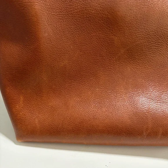 Madewell Small Transport Leather Crossbody Tote Suede Stripe Brown Maple Syrup